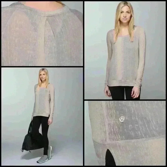 Lululemon Salutation To Savasana Misty Stripe Burnout Cashew Ambient Grey Top 4 - Picture 1 of 11